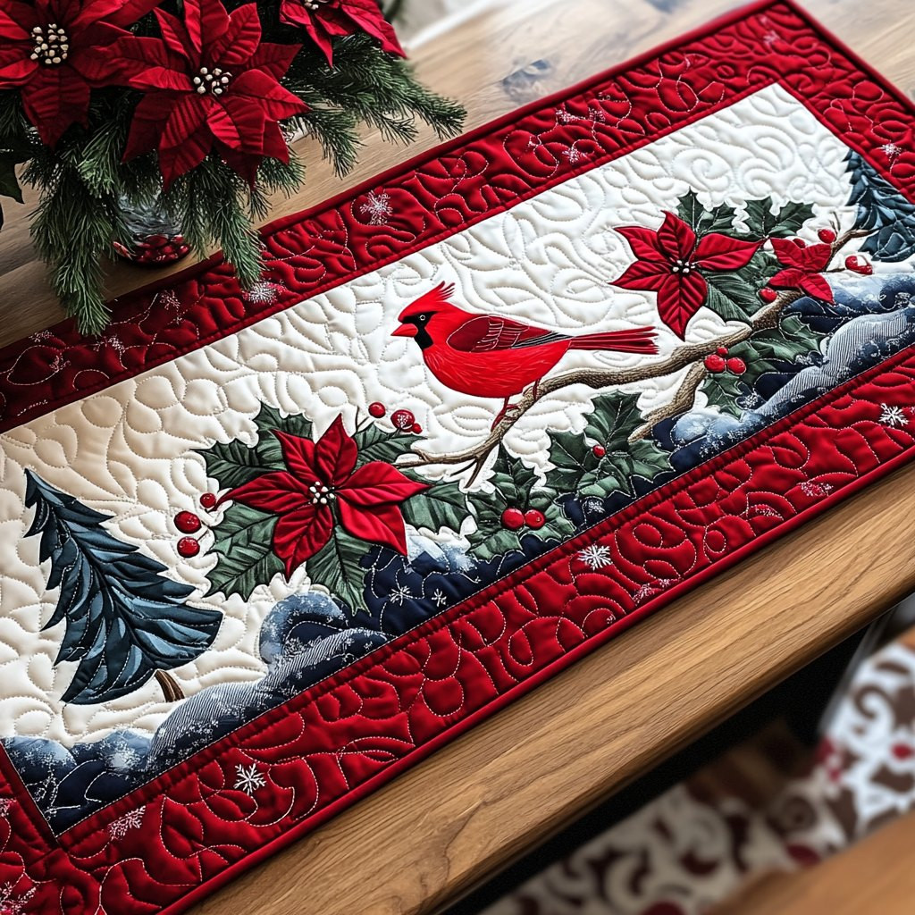 Majestic Cardinal Bliss Table Runner - Made to Order TABLE928