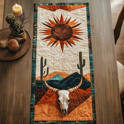 Longhorn Skull in Desert Sunset Table Runner - Made to Order TABLE928