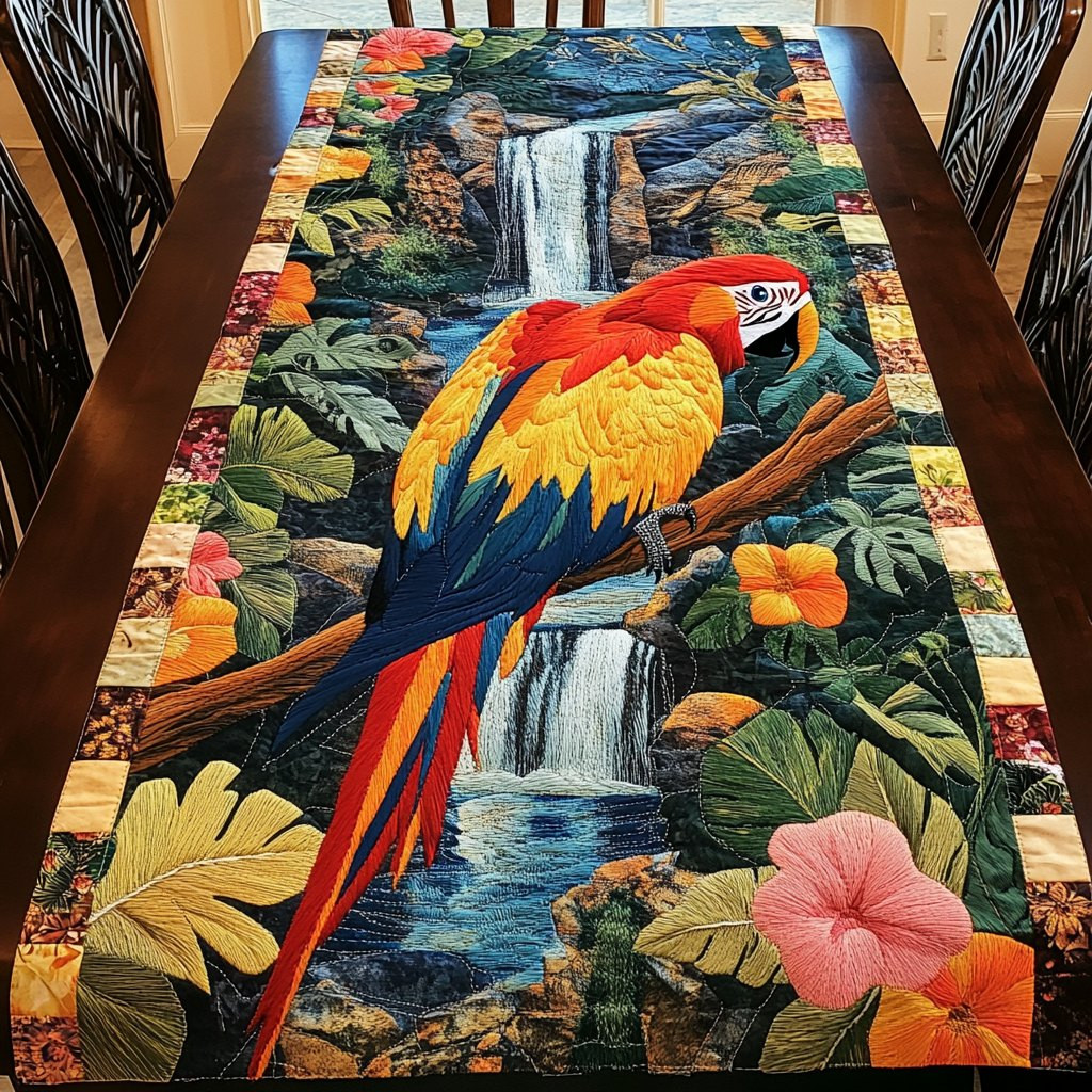 Macaw Parrot in the Jungle Table Runner - Made to Order TABLE928