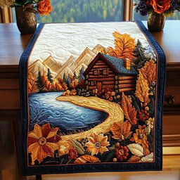 Log Cabin by the Autumn River Table Runner - Made to Order TABLE928
