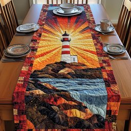 Lighthouse in Golden Sunset Rays Table Runner - Made to Order TABLE928