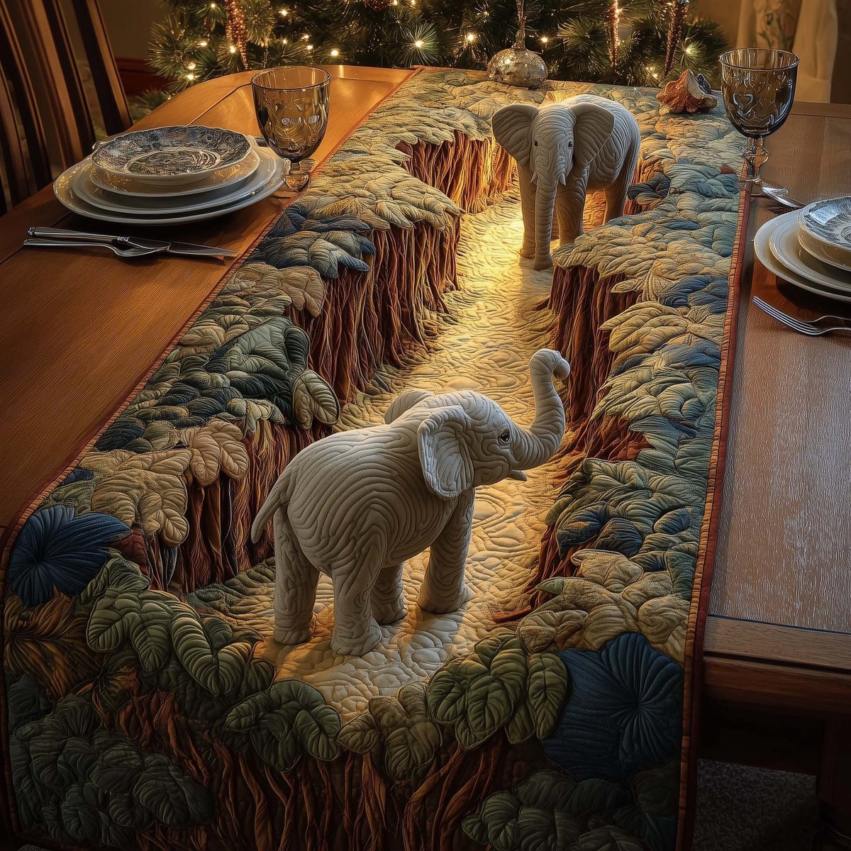 Lone Elephant in Rocky Canyon Table Runner - Made to Order TABLE928