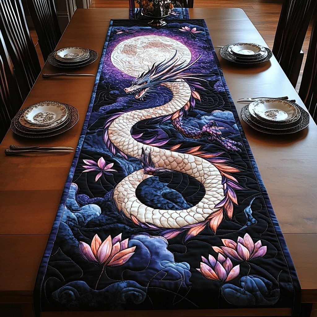 Lotus Dragon Table Runner - Made to Order TABLE928