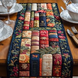 Library Books with Wildflowers Table Runner - Made to Order TABLE928