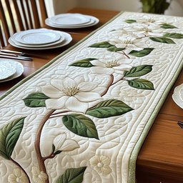 Magnolia on a Brown Branch Table Runner - Made to Order TABLE928
