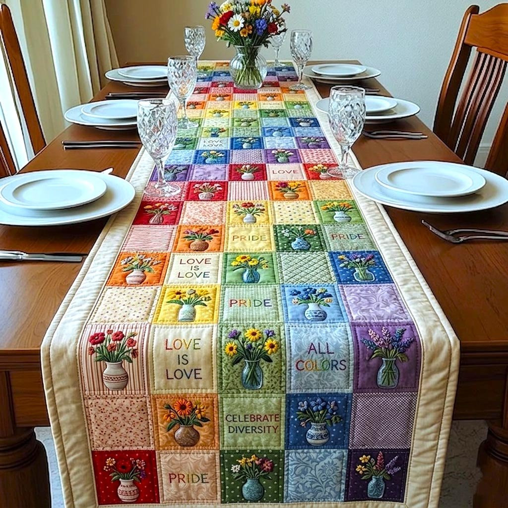 Love Is Love All Colors Blocks Table Runner - Made to Order TABLE928