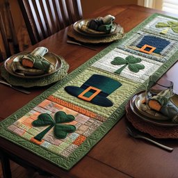 Leprechaun Hat and Shamrock Blocks Table Runner - Made to Order TABLE928