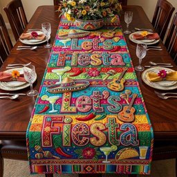 Lets Fiesta in Bold Letters Table Runner - Made to Order TABLE928