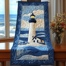 Lighthouse on Deep Blue Waves Table Runner - Made to Order TABLE928