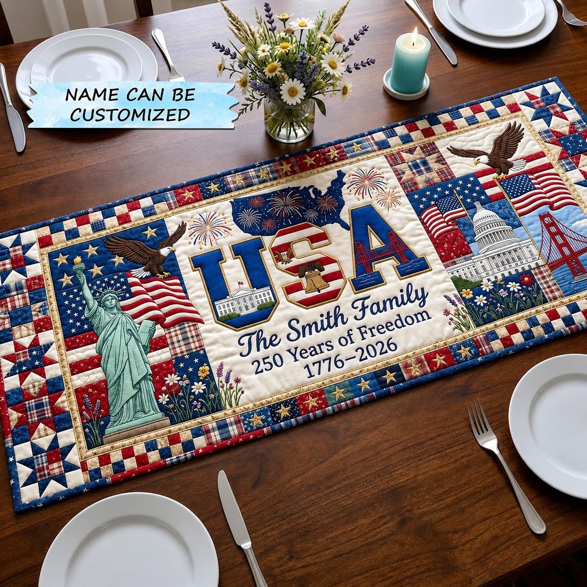 Liberty Threads Table Runner - Made to Order TABLE928