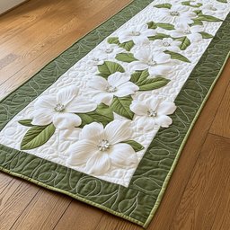 Magnolia Trio with Green Trim Table Runner - Made to Order TABLE928
