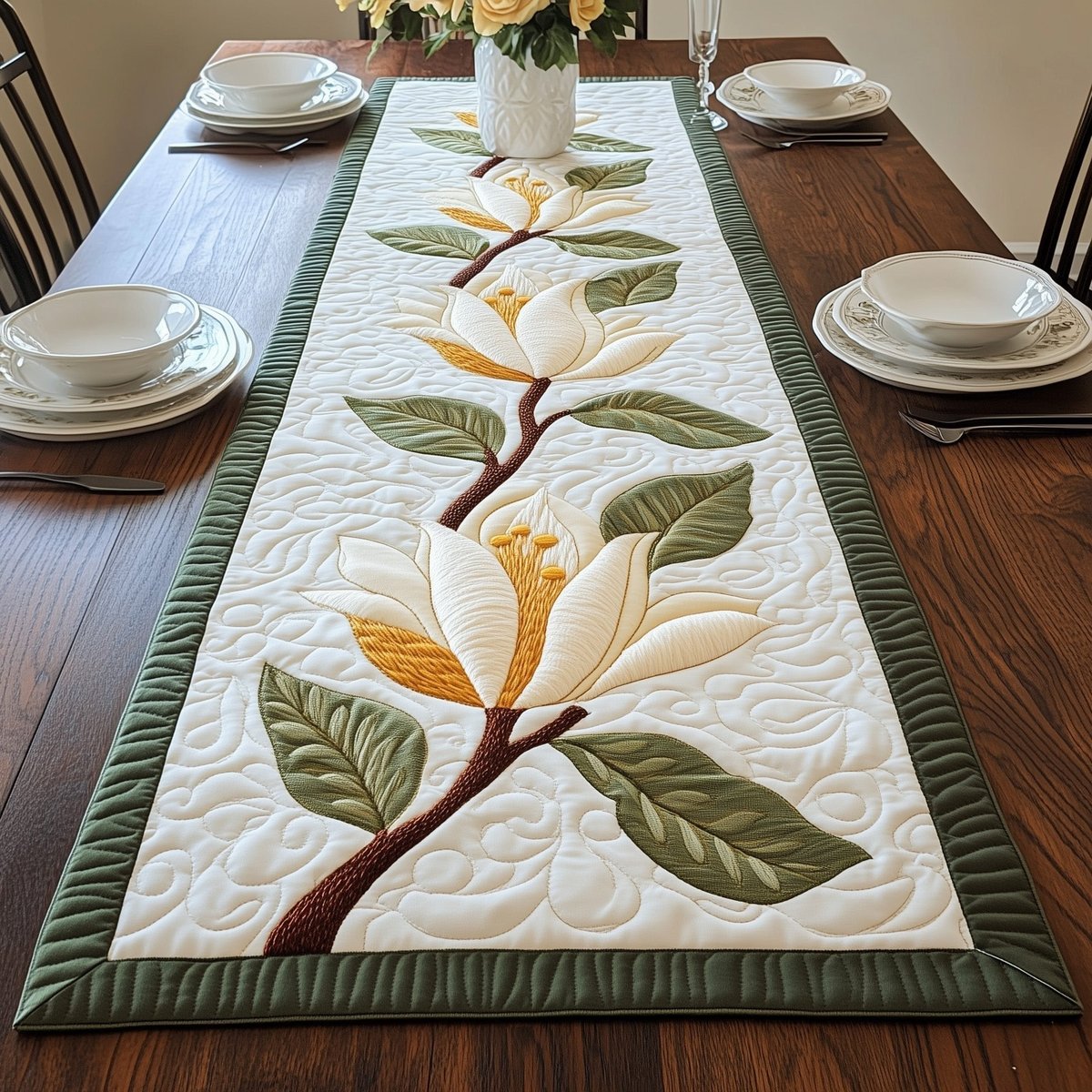 Magnolia Flower Table Runner - Made to Order TABLE928