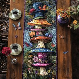 Magical Mushrooms Butterflies Table Runner - Made to Order TABLE928
