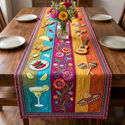 Margaritas and Chilies on Stripes Table Runner - Made to Order TABLE928