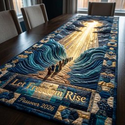 Let Freedom Rise Passover 2026 Table Runner - Made to Order TABLE928