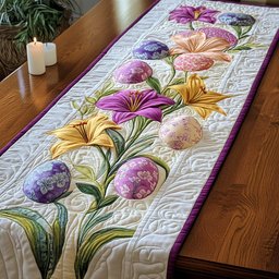 Lilies and Eggs on Cream Table Runner - Made to Order TABLE928