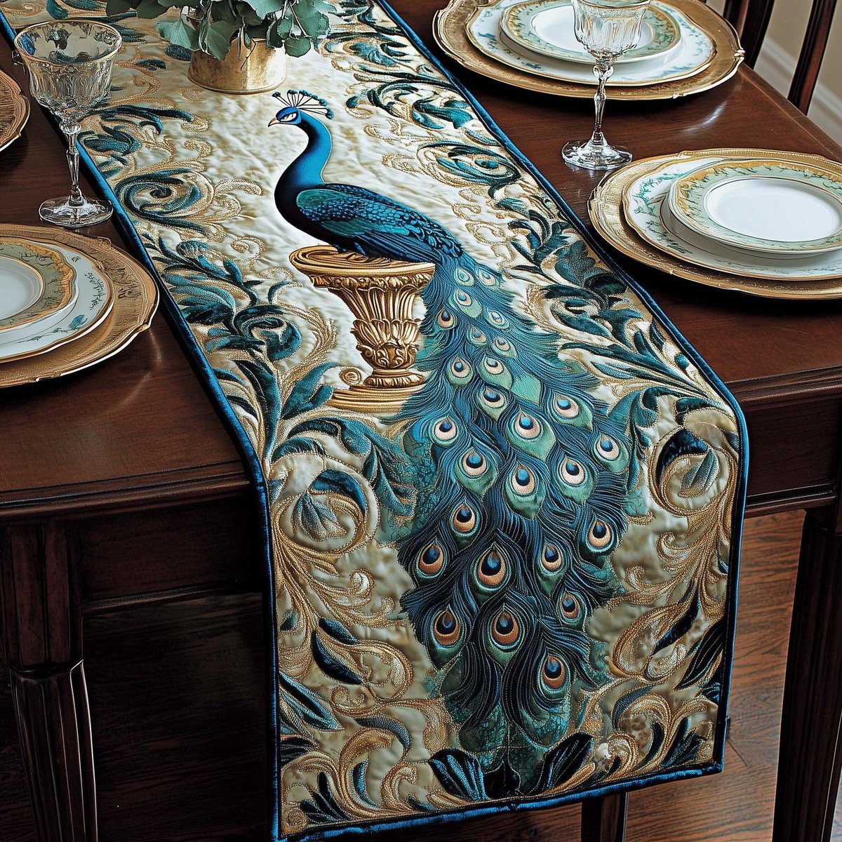 Majestic Peacock Table Runner - Made to Order TABLE928