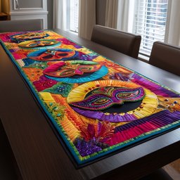 Mask on Bright Sunburst Panel Table Runner - Made to Order TABLE928