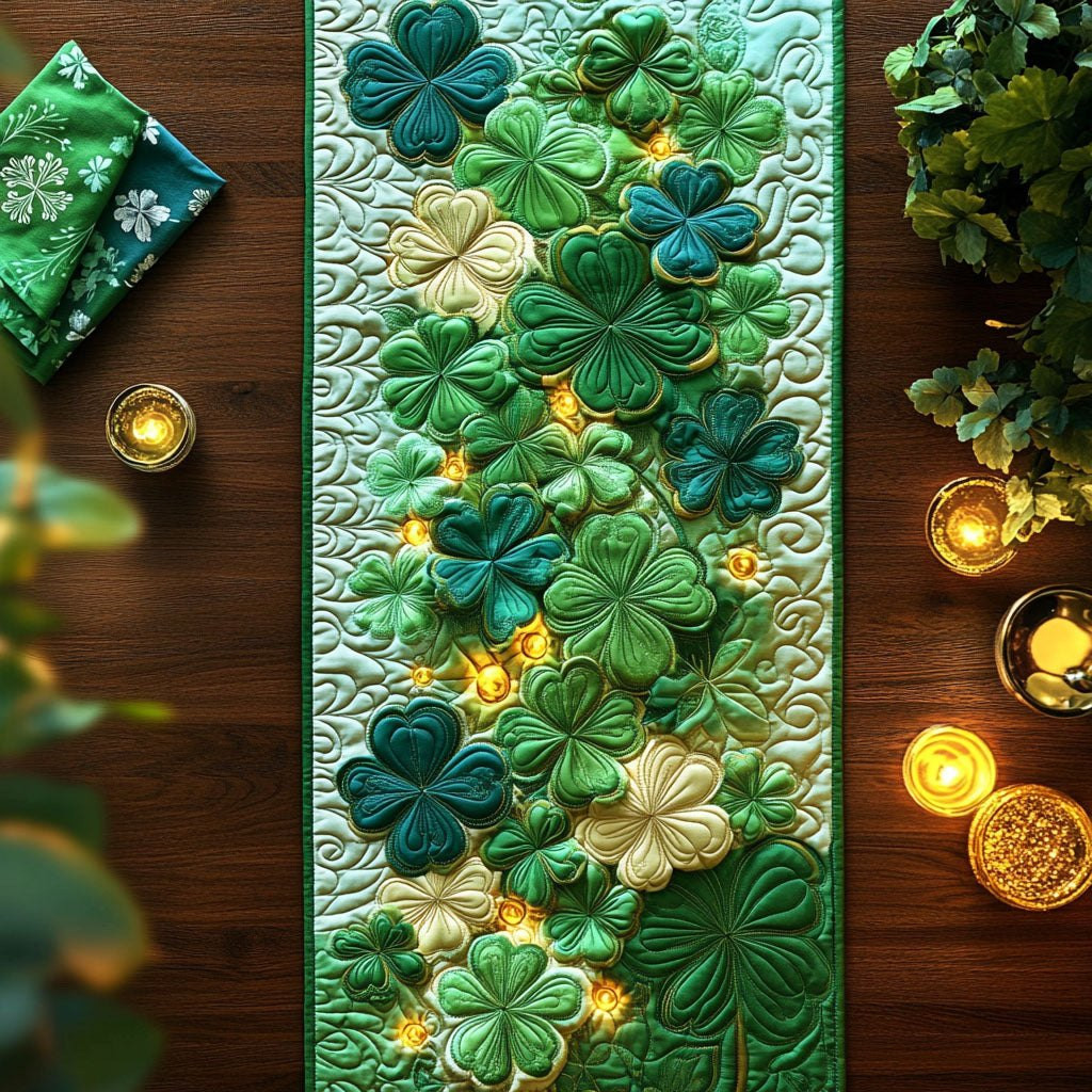 Layered Green Shamrocks Table Runner - Made to Order TABLE928