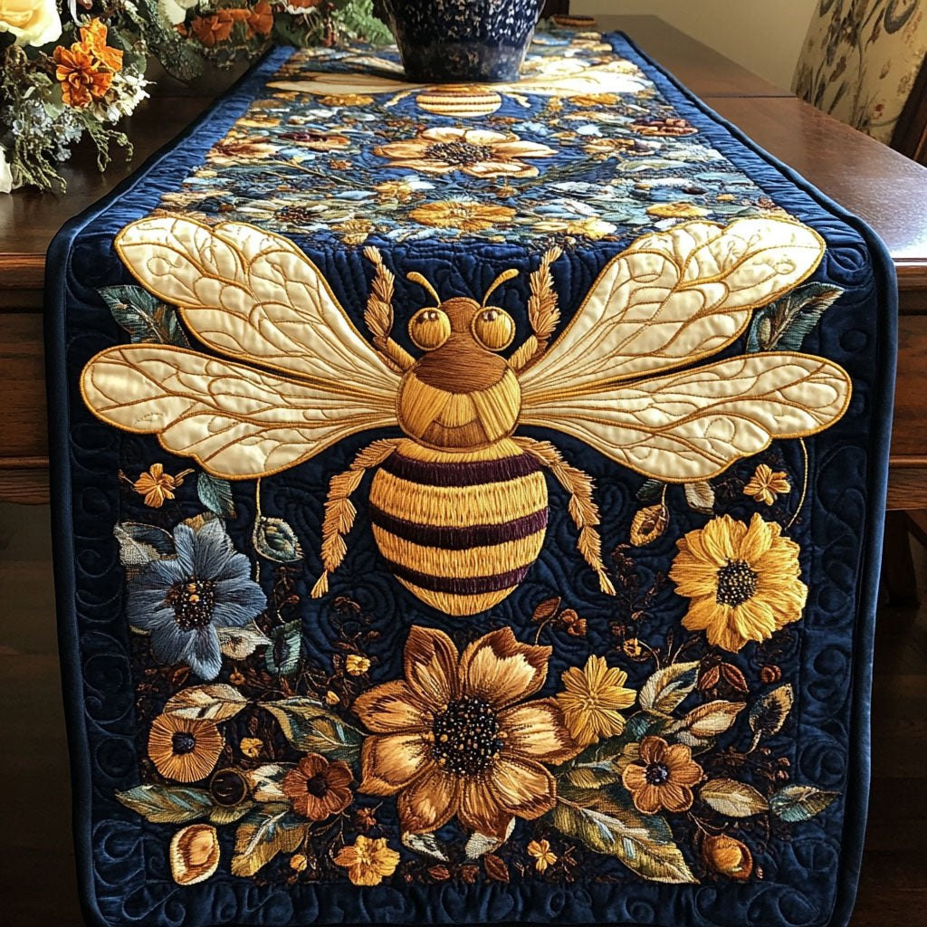 Large Bee with Cream Blossoms Table Runner - Made to Order TABLE928