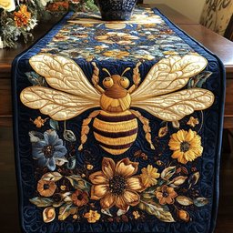 Large Bee with Cream Blossoms Table Runner - Made to Order TABLE928
