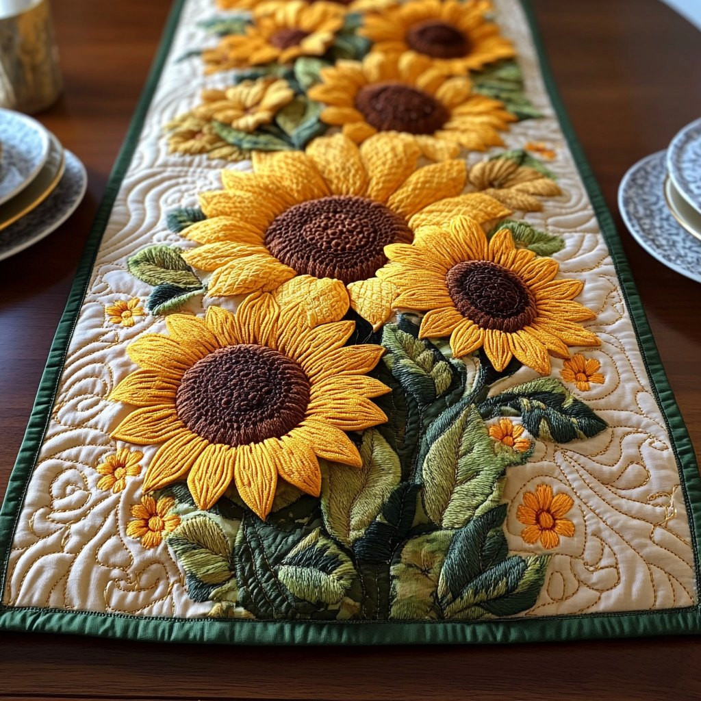 Large Sunflowers on Cream Table Runner - Made to Order TABLE928