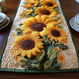 Large Sunflowers on Cream Table Runner - Made to Order TABLE928