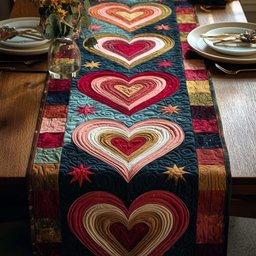 Layered Hearts on Navy Center Table Runner - Made to Order TABLE928