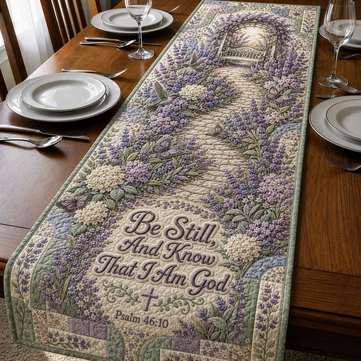Lavender Faith Garden Table Runner - Made to Order TABLE928