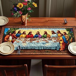 Last Supper at the Teal Table Table Runner - Made to Order TABLE928