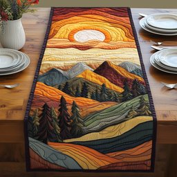 Layered Mountains and Rolling Green Hills Table Runner - Made to Order TABLE928