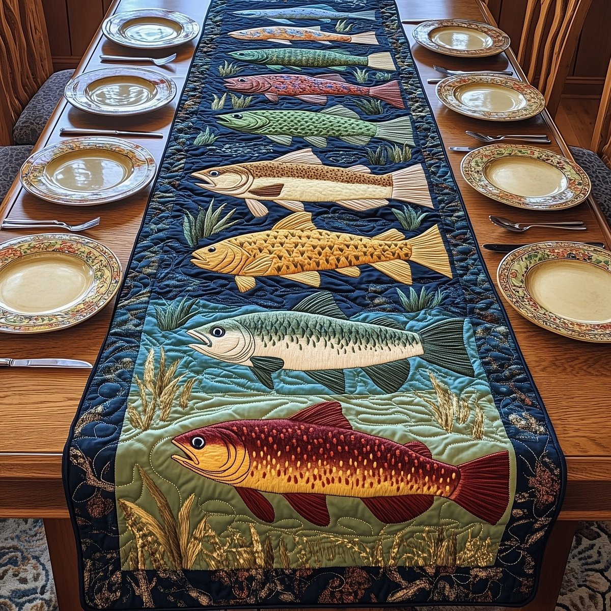 Lakeside Trout Retreat Table Runner - Made to Order TABLE928