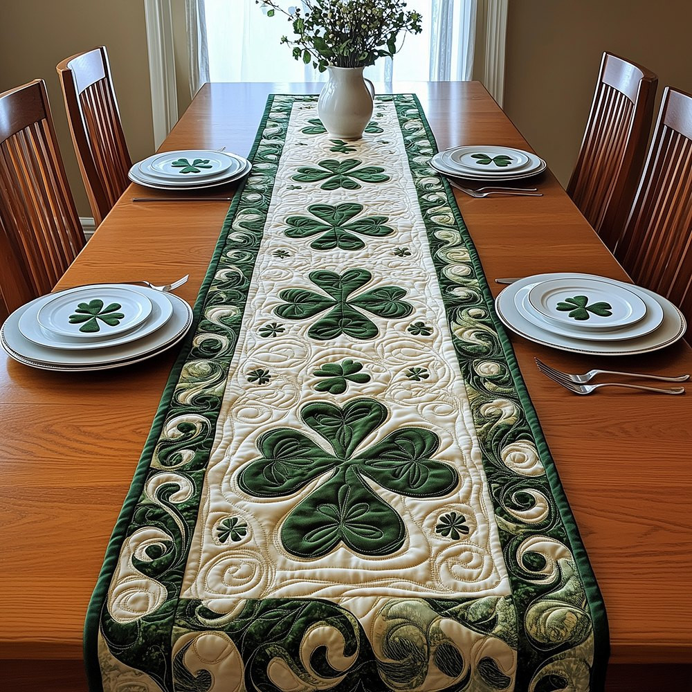 Large Shamrocks on Cream Table Runner - Made to Order TABLE928
