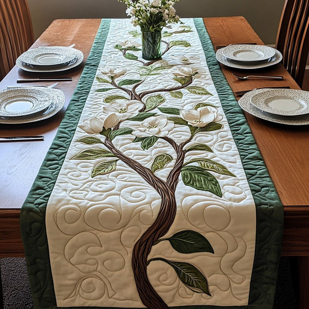 Leafy Tree Branch on Cream Table Runner - Made to Order TABLE928