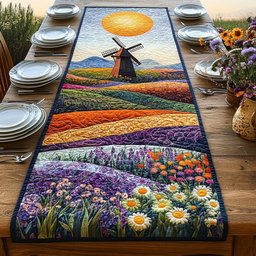 Lavender Fields Below the Windmill Table Runner - Made to Order TABLE928