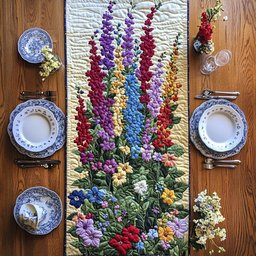 Larkspur Blossom Table Runner - Made to Order TABLE928