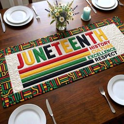 Juneteenth History Excellence Respect Table Runner - Made to Order TABLE928