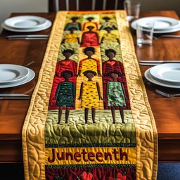 Juneteenth Three Figures on Gold Table Runner - Made to Order TABLE928