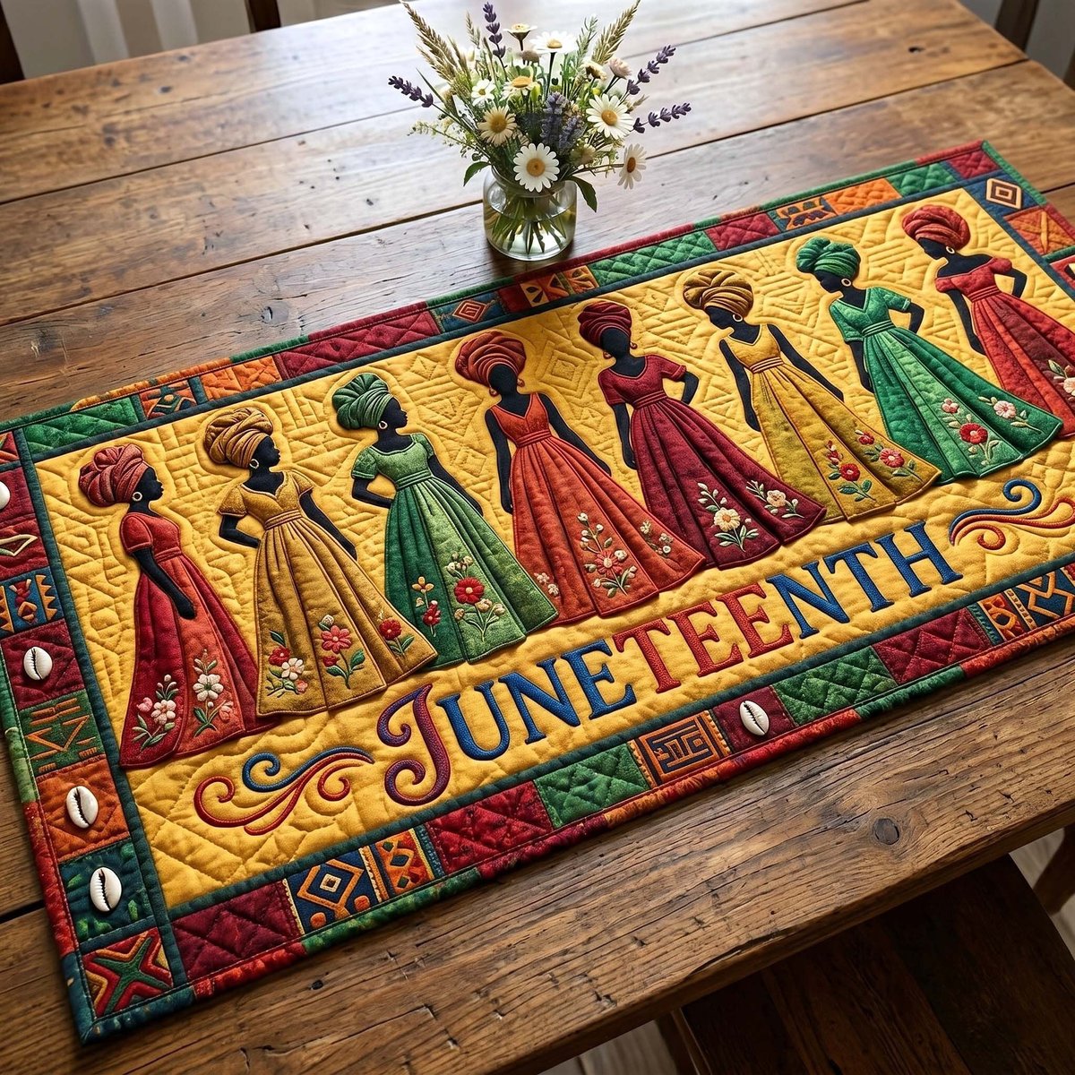 Juneteenth with Women in Gowns Table Runner - Made to Order TABLE928