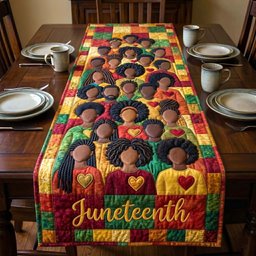 Juneteenth on Red and Green Blocks Table Runner - Made to Order TABLE928