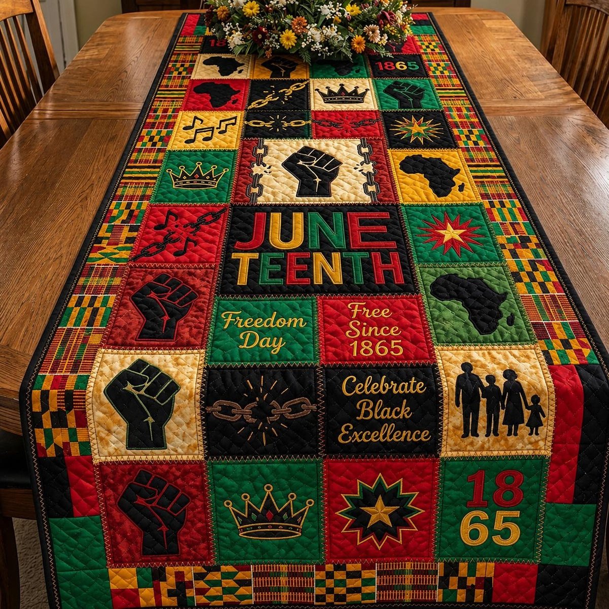 Juneteenth Freedom Day Celebrate Black Excellence Table Runner - Made to Order TABLE928