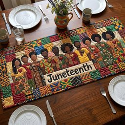 Juneteenth with Kente Border Table Runner - Made to Order TABLE928