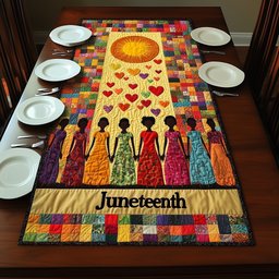 Juneteenth Women Under Falling Hearts Table Runner - Made to Order TABLE928