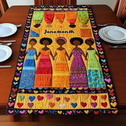 Juneteenth Five Women on Black Border Table Runner - Made to Order TABLE928