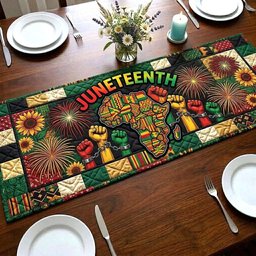 Juneteenth Fists and Fireworks Table Runner - Made to Order TABLE928