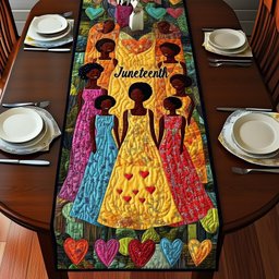 Juneteenth Women in Bright Dresses Table Runner - Made to Order TABLE928