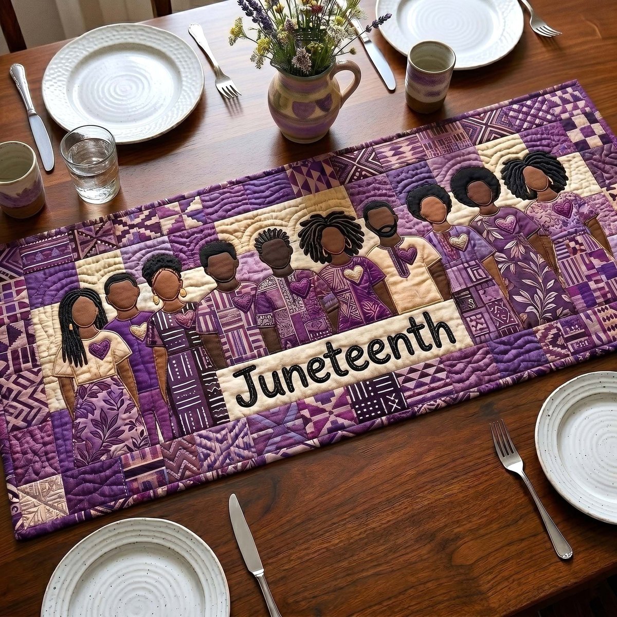 Juneteenth on Purple Panel Table Runner - Made to Order TABLE928