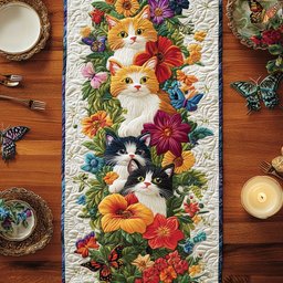 Kitty Blooms Table Runner - Made to Order TABLE928