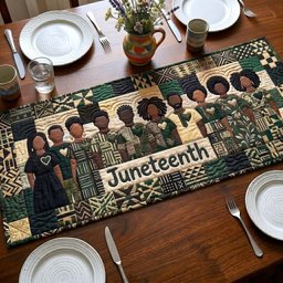 Juneteenth on Deep Green Table Runner - Made to Order TABLE928