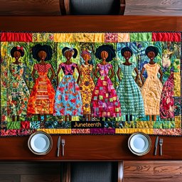 Juneteenth Patchwork Dress Parade Table Runner - Made to Order TABLE928